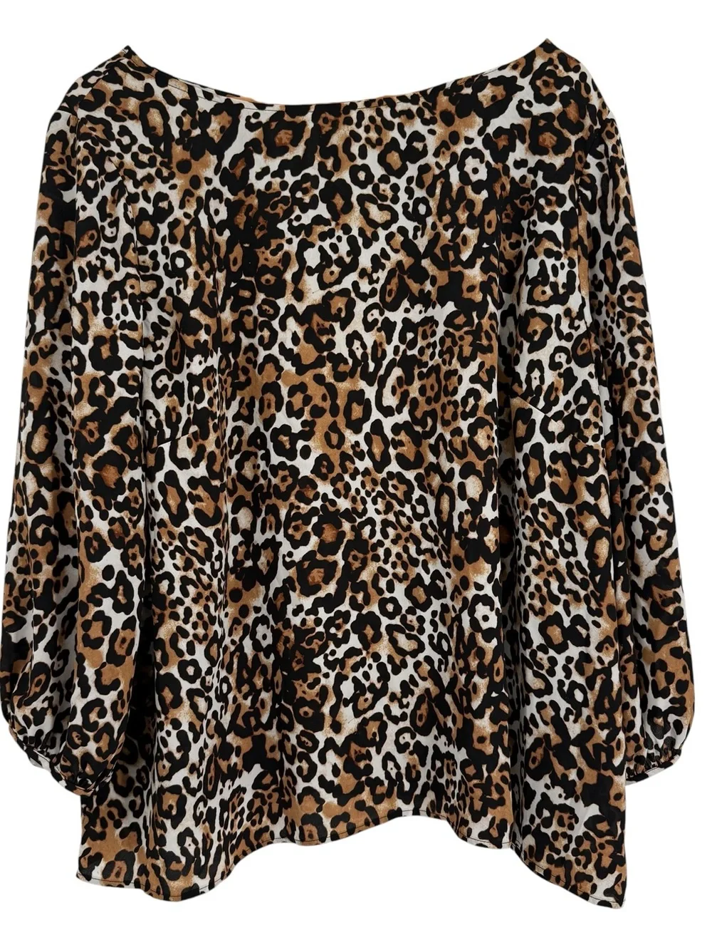 Talbots Blouse Top 3/4 Cuffed Sleeves Size 3XP Animal Print Pullover Tunic